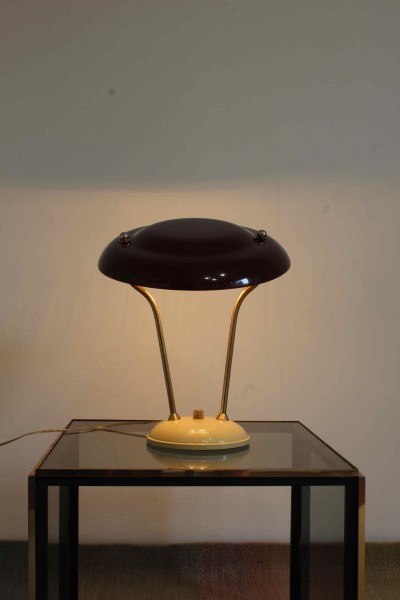 1950s lamp with brass and aluminum dimmer.