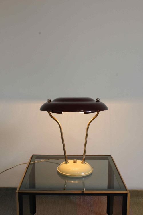 1950s lamp with brass and aluminum...