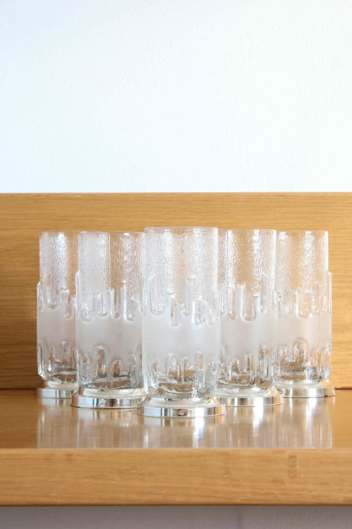 Set di 6 bicchieri con base in argento