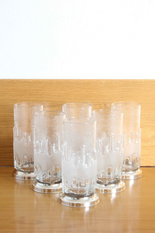 Set of 6 glasses with silver base