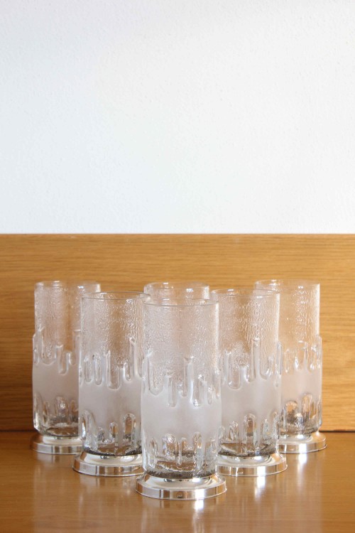 Set di 6 bicchieri con base in argento
