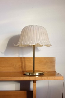 Glass and brass table lamp made by PAF Milano in the 1980s.