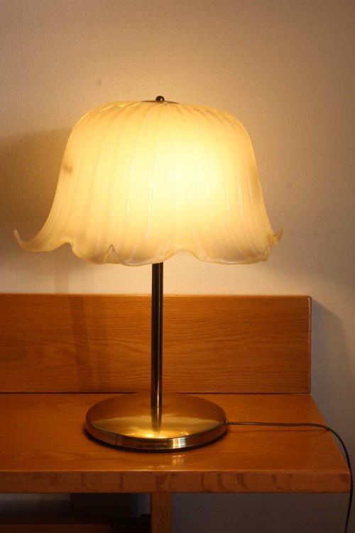 Glass and brass table lamp made by...