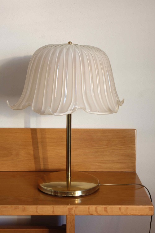Glass and brass table lamp made by...