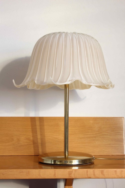 Glass and brass table lamp made by...