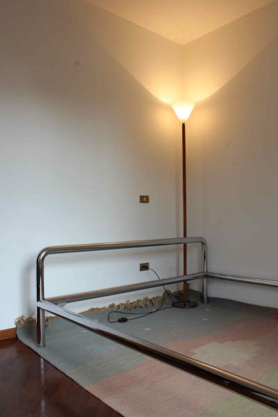 Space Age bed in chromed metal produced by Zevi