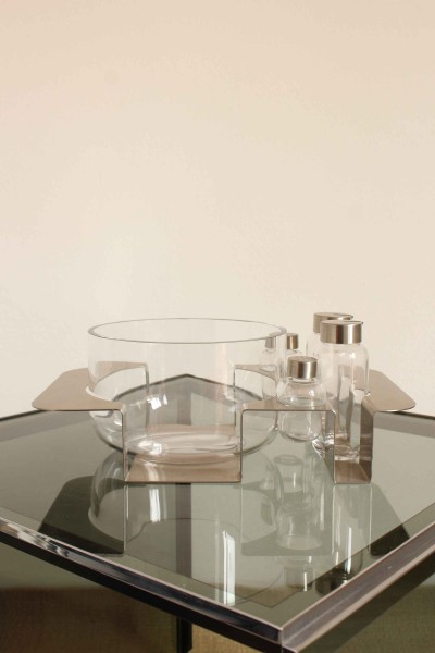 Glass and stainless steel salad bowl set for Zani & Zani