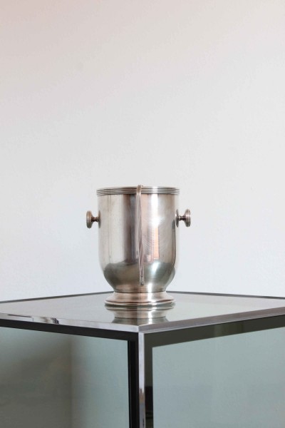 Silver-plated brass ice bucket made by Maestri