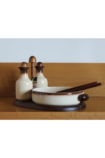 Artek wooden and ceramic salad set
