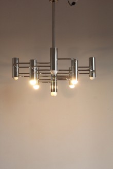 Lampadario a sospensione cromato nello stile di Gaetano... 2