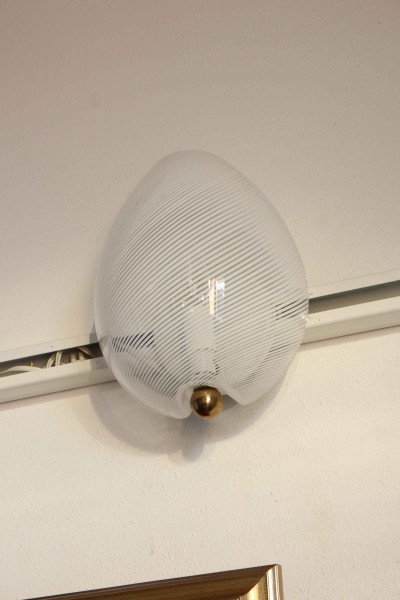 Pair of Murano glass wall lamps, Reticello workmanship, 1980s
