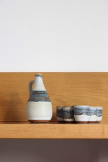 Set of 6 stoneware cups and carafes, made by Kamini