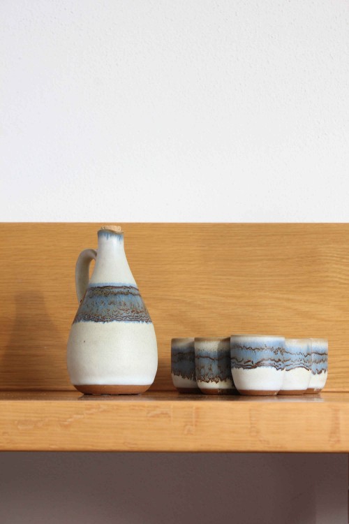 Set of 6 stoneware cups and carafes,...
