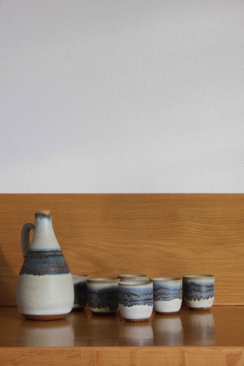 Set of 6 stoneware cups and carafes,...