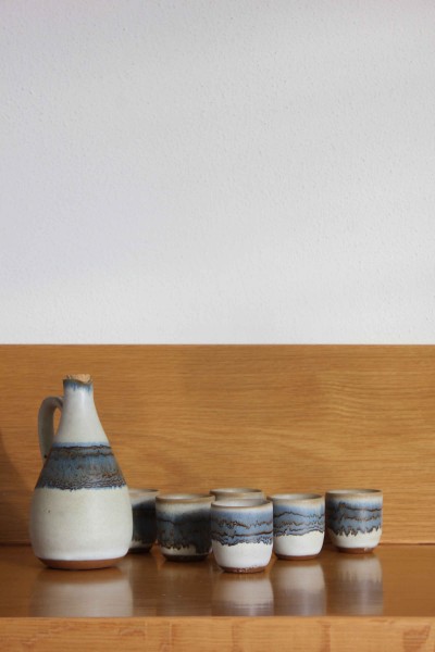 Set 6 tazzine con caraffa in gres produzione Kamini