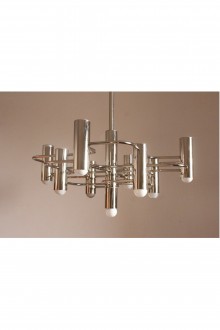 Lampadario a sospensione cromato nello stile di Gaetano...