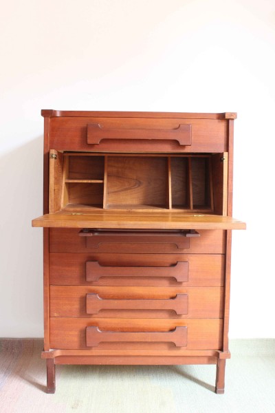 1960s Scandinavian-style chest of drawers with secretaire desk.