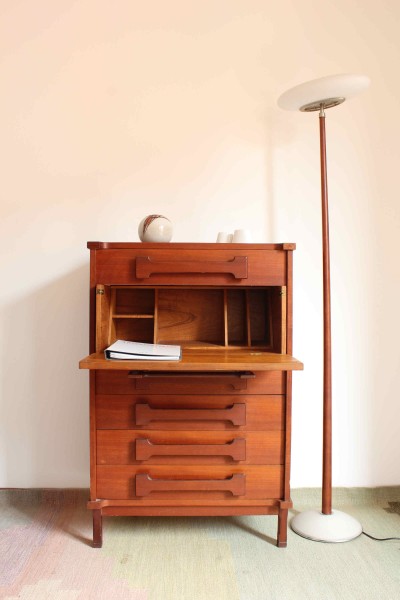1960s Scandinavian-style chest of drawers with secretaire desk.