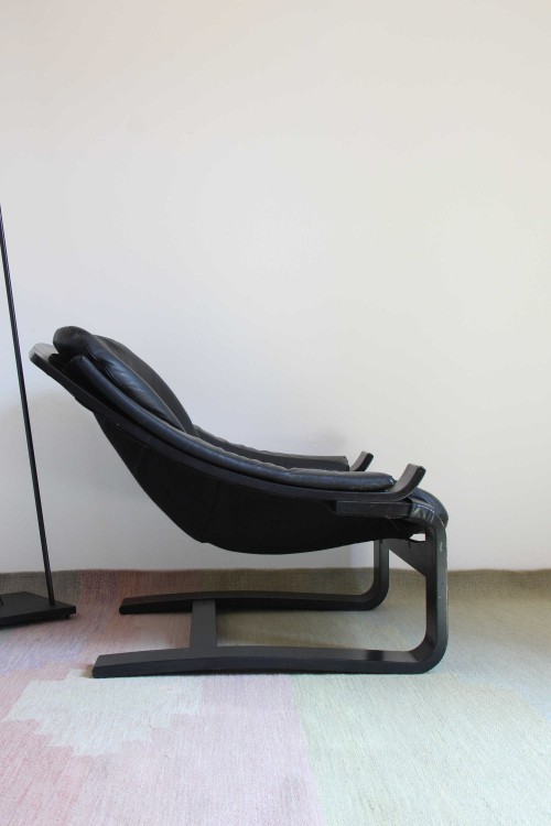 Bentwood and leather armchair, model...