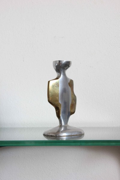 Candelabro brutalista in ottone e alluminio design David Marshall