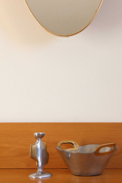 Candelabro brutalista in ottone e alluminio design David Marshall