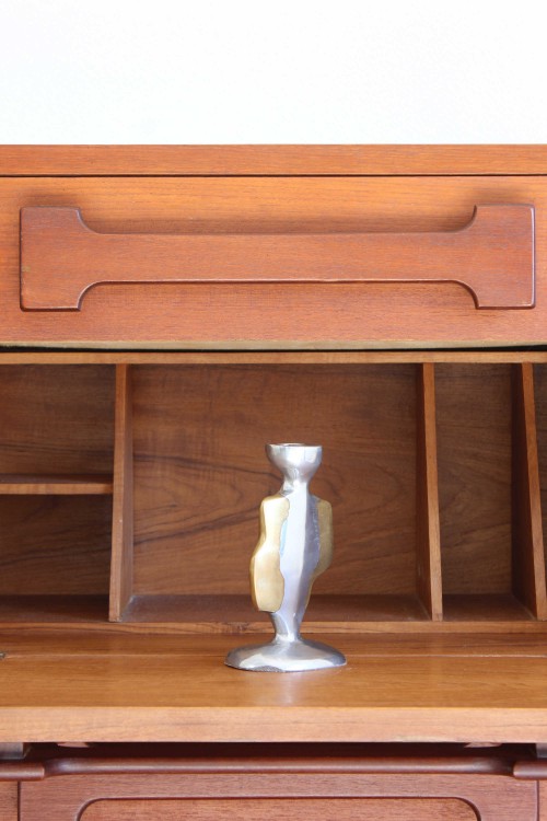 Candelabro brutalista in ottone e...