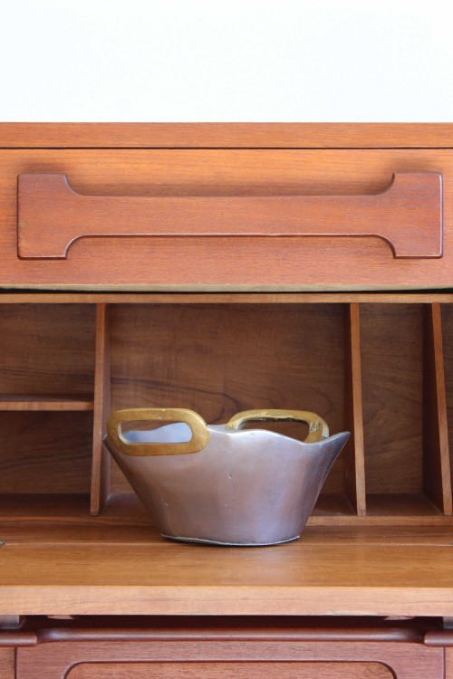 Brutalist brass and aluminum bowl...
