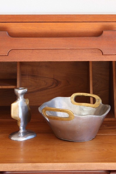 Ciotola brutalista in ottone e alluminio design David Marshall