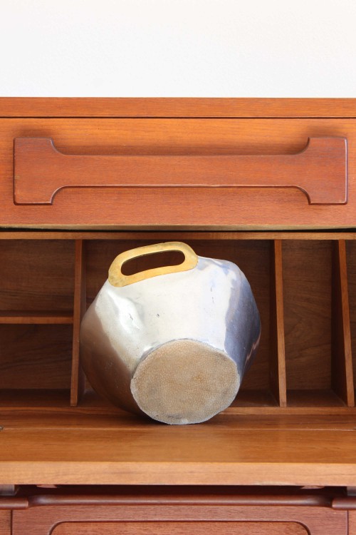 Brutalist brass and aluminum bowl...