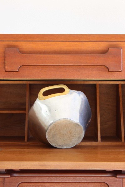 Brutalist brass and aluminum bowl designed by David Marshall
