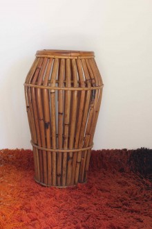 Bamboo and rattan umbrella stand, made in Italy