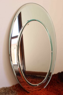 Specchio ovale in vetro molato produzione Cristal Art Anni '60