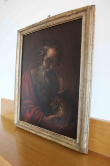 Dipinto olio su tela antico, San Girolamo in meditazione... 2