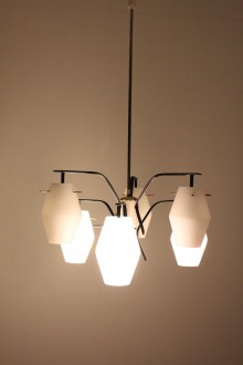 Six-light Stilnovo style chandelier, 1950s 2