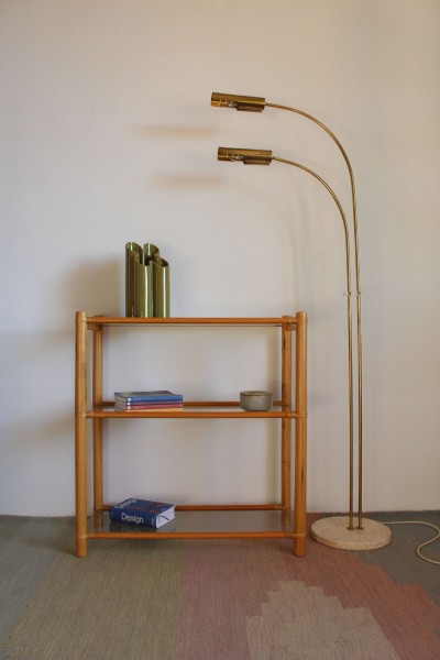 Brass and travertine floor lamp in Reggiani style