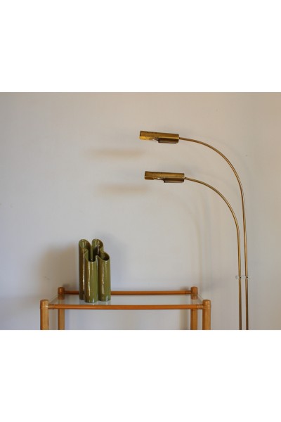 Brass and travertine floor lamp in Reggiani style