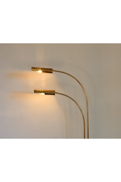 Brass and travertine floor lamp in Reggiani style