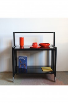 Carrello portavivande vintage in legno laccato nero,... 2